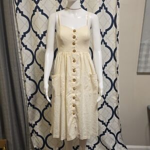 Cooperative Cream Button-Down Midi Dress